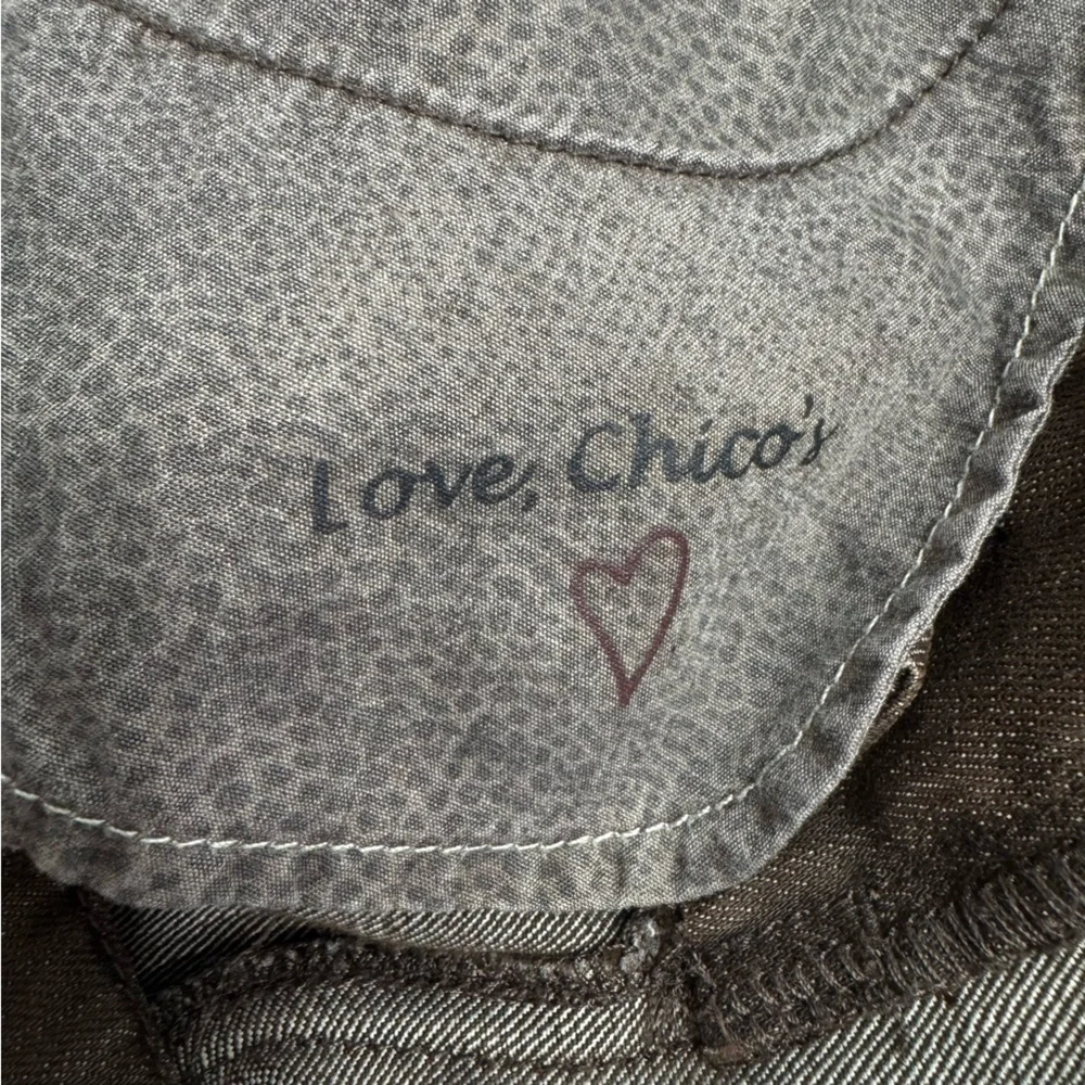 Chico’s Platinum Denim Ultimate Fit Brown Capri Jeans Cropped Button Zip Fly